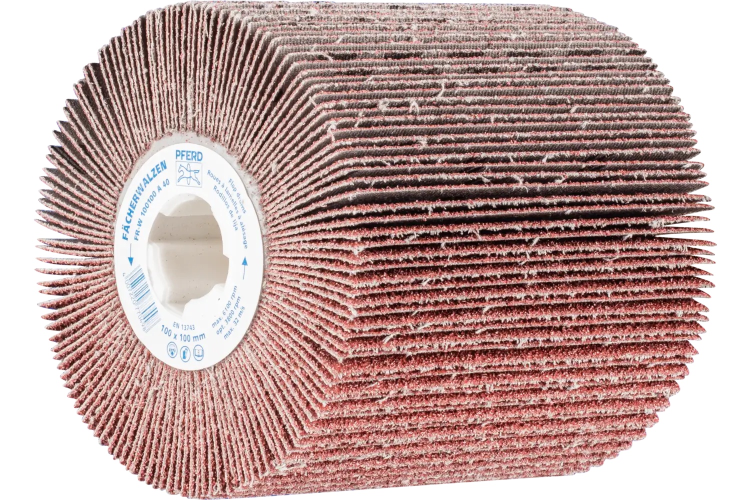 Picture of Pferd Flap Drum, 4" x 4, 3/4" Keyed Arbor, 40 Grit, Aluminum oxide